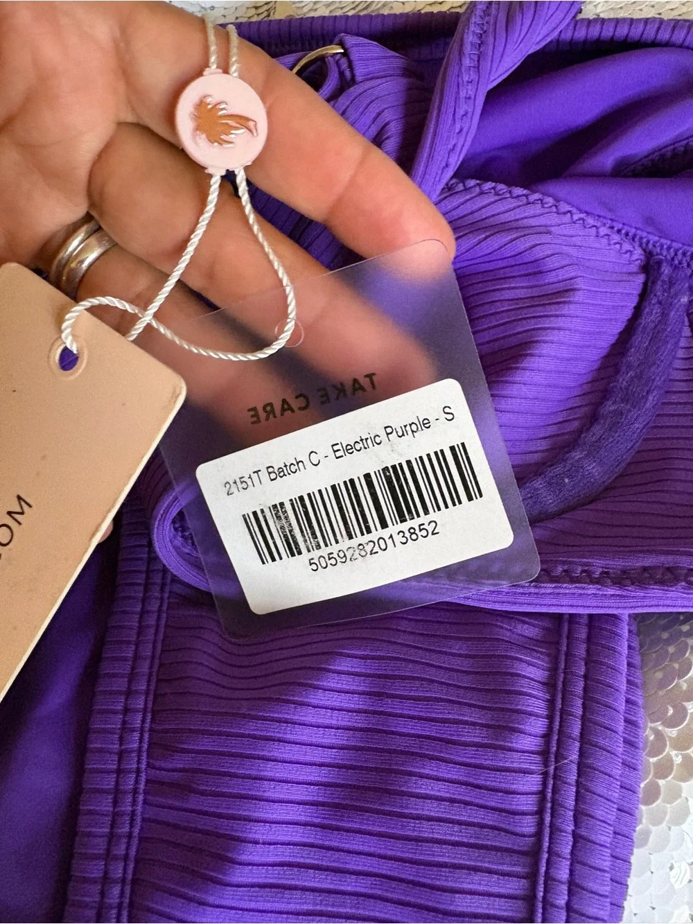 Oh Polly Violet Ribbed Bandeau Bikini Set